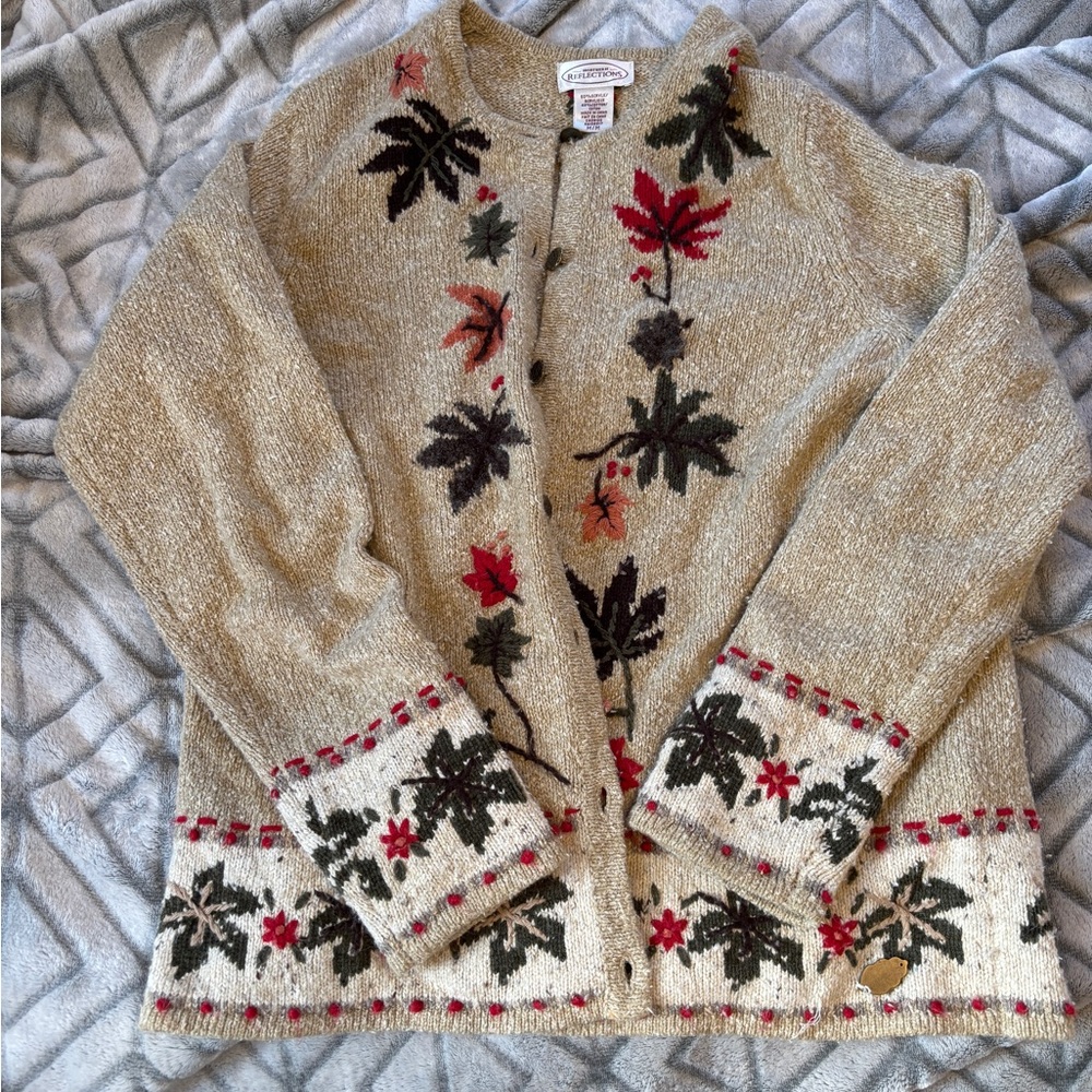 🍁 Northern Reflections Maple Leaf Cardigan – Fall Sweater – Cottagecore Knit 🍁
